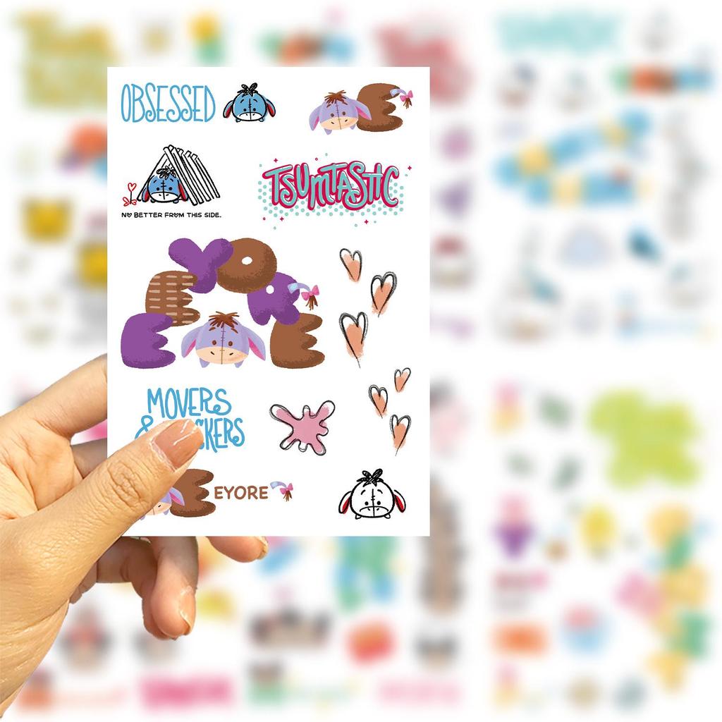 Mickey Mouse Toy Jigsaw Puzzle Stickers: 8-Sheet Waterproof Self-Adhesive Cartoon Scrapbook Decorations