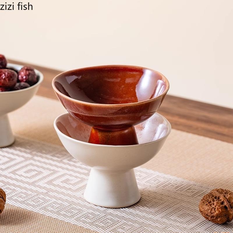 Keramikschale mit hohem Fuß, Retro-Ofenwechsel, Eisschale, Dessertschale, Joghurtbecher, Molekularküche, kreatives Hotelgeschirr