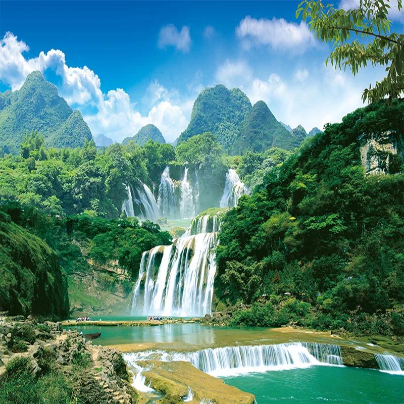 Fototapet 3d Natura Peisaj Tapet Verde Munte Cascada Tapet Decor Home