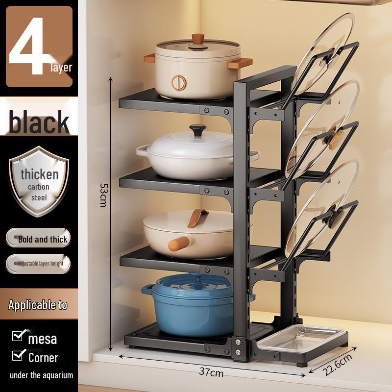 Multi-Layer Kitchen Pot Rack: Floor-Standing, Under-Sink Cookware & Storage Solution