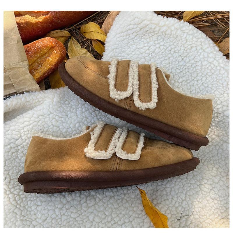 Thick Soled Hairy Shoes for Women's Outdoor Wear New Autumn and Winter with Thick Velvet Warm and Anti Slip Retro Cotton