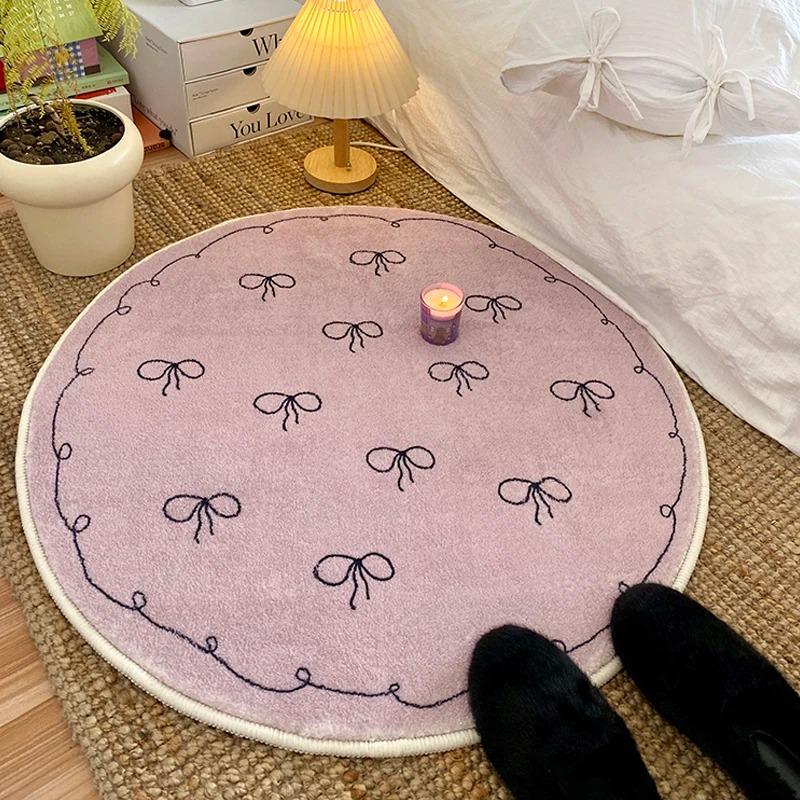 

Internet Famous Style Living Room Round Floor Mat Lovely Cartoon Bedroom Decoration Non-Slip Carpet Home Leisure Rug 60cm