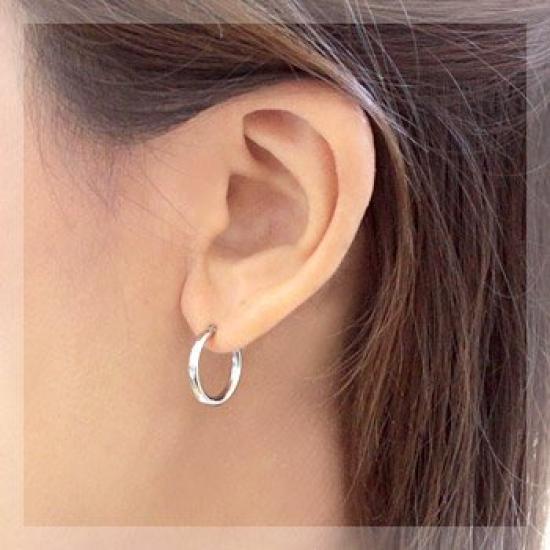 Cercei rotunzi din platină x 15mm Pt900 1 pereche pentru ambele urechi [Jewelry Excellente] 2.0mm