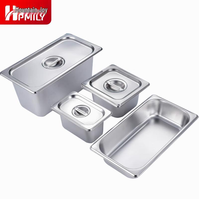 HPMILY 304 Stainless Steel Deep Rectangular Food Pan with Lid