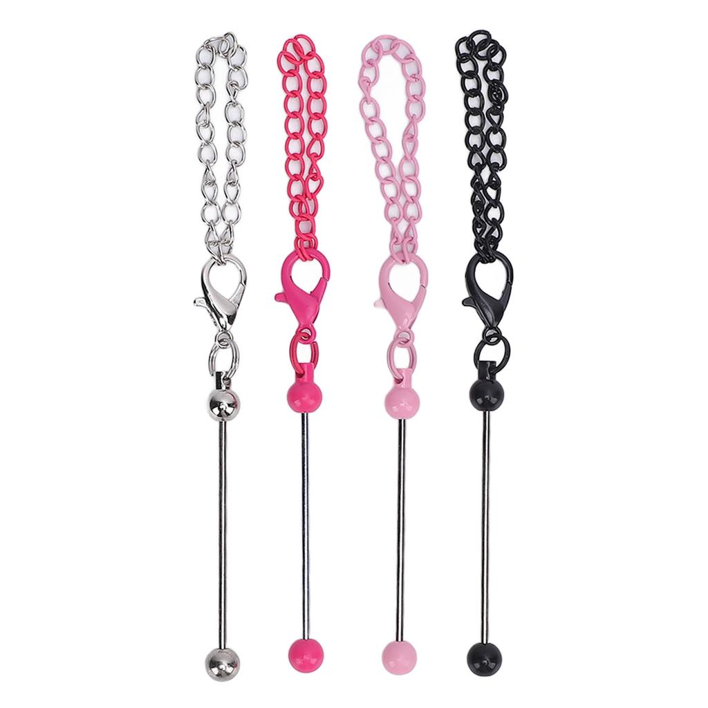 4 Stück Perlenanhänger Schlüsselanhänger Bar 12,5 cm Bunte Metall Perlenanhänger Schlüsselanhänger für Schlüssel Handtaschen Rucksäcke