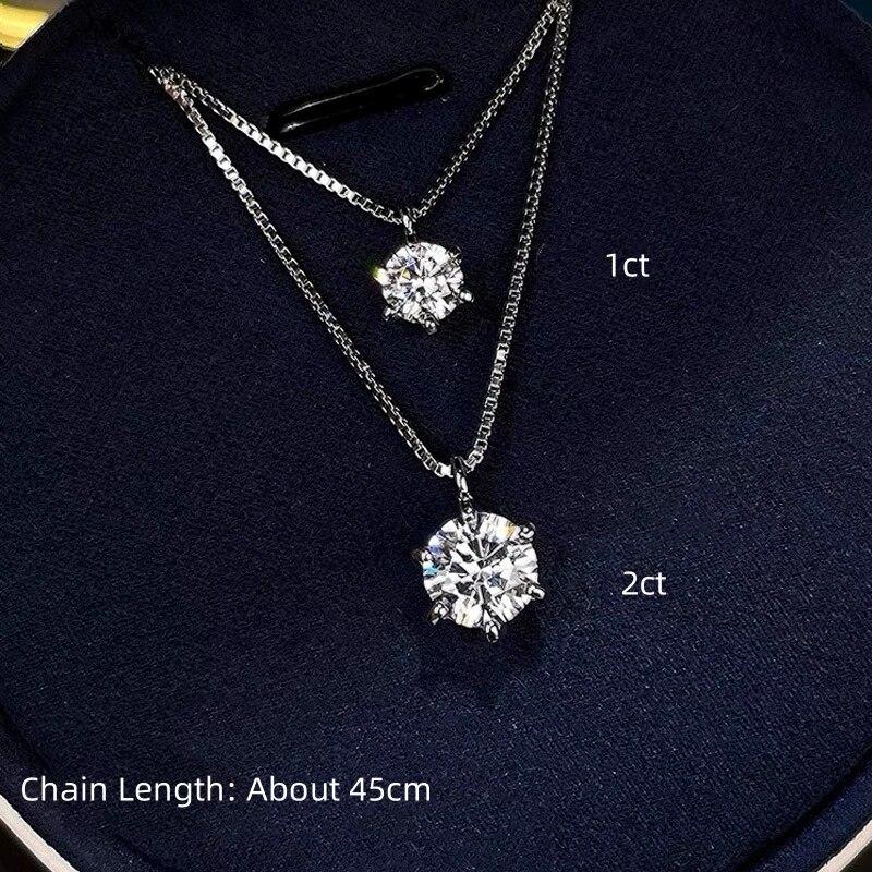 2 Karat GRA-zertifizierte Moissanit-Halskette für Frauen, D-Farbe, VVS1-Anhänger, 925er Sterlingsilber, Hochzeitsgeschenke, Premium-Schmuck