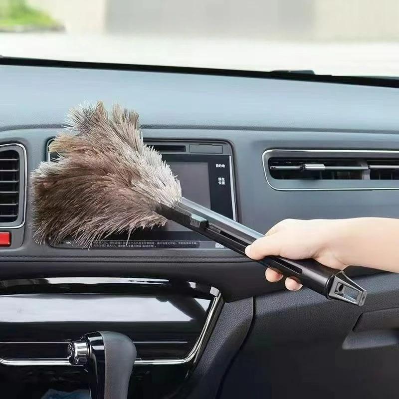 Genuine Ostrich Feather Duster Anti-static Lint-free Cleaning Brush for Home & Car Dust Removal