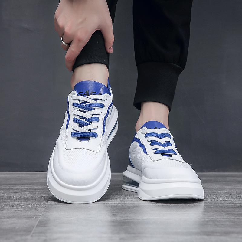 Herrenschuhe aus Rindsleder Mode Freizeitschuhe weiße Farbabstimmung Temperament vielseitig Internet-Berühmtheit Live-Übertragung Wenzhou Schuhe schütteln schnell