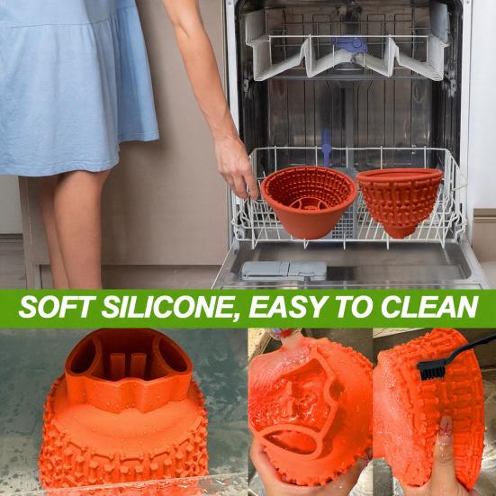 Köpek Yavaş Mama Kabı Yalama Kasesi Sağlıklı ve Sakin Beslenmeyi Teşvik Eder Dokuya Sahip Silikon Köpek Kasesi Emişli Tüm Köpek Boyutları İçin Bakım ve Mama Zamanı