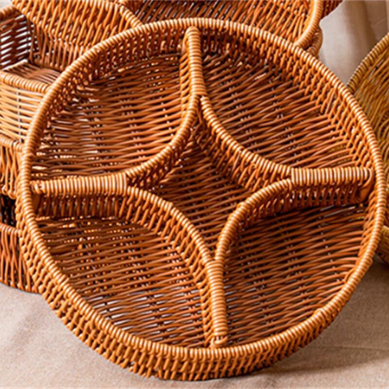 Woven Rattan Style Compartmental Storage Basket