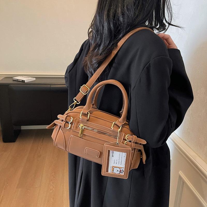 Premium Textured Bag Women's 2025 New Retro Versatile Shoulder Bag Commuter Messenger Bag Boston Handbag