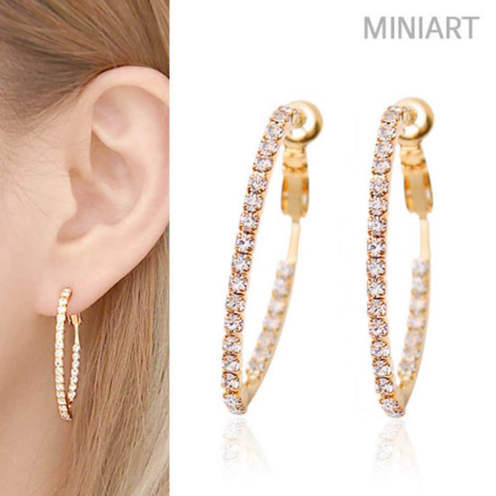 [] 14K Gold-Pin Gold One-Touch Ring Earrings Ms495