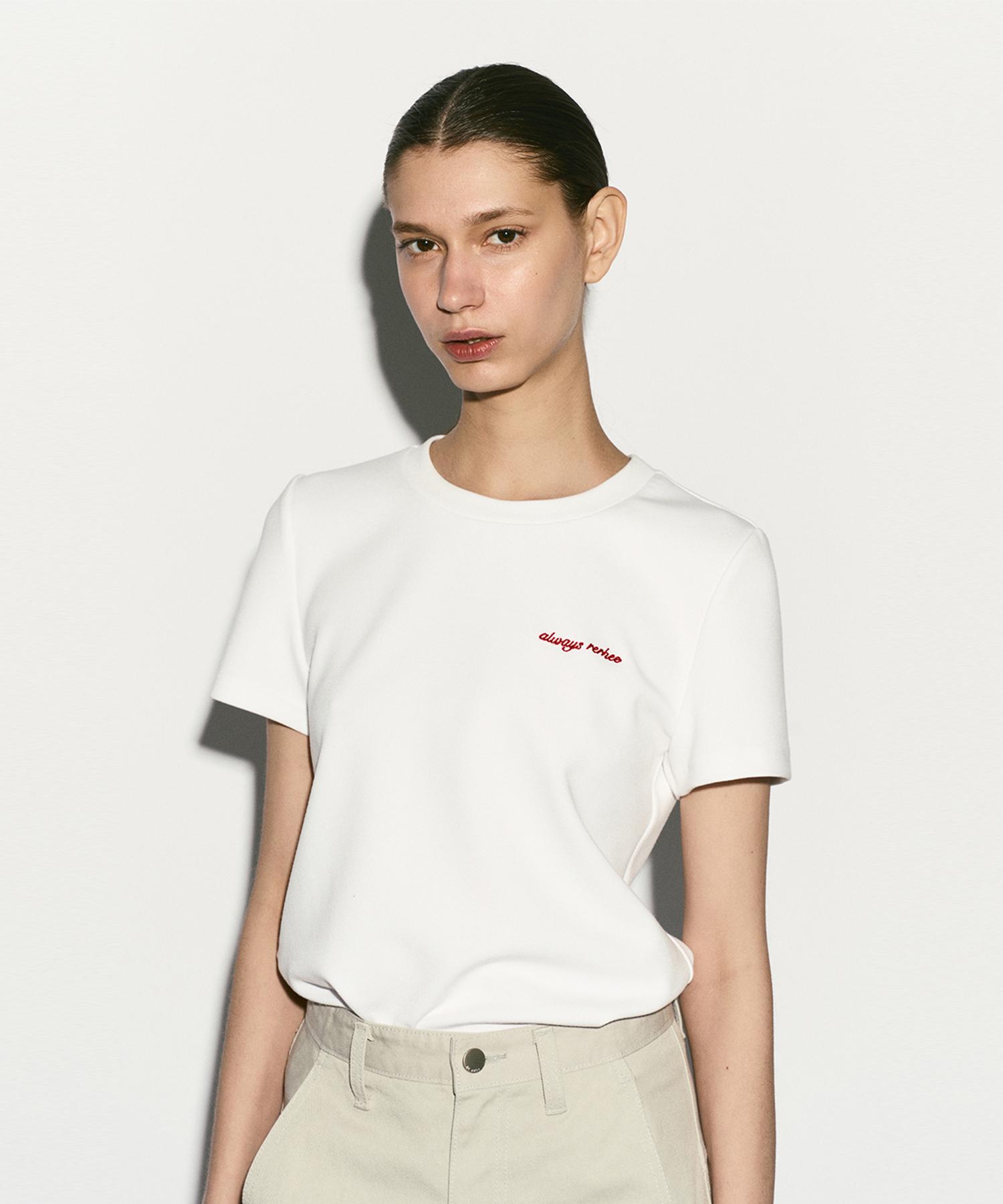 Rie Logo Embroidered T-Shirt White White/S