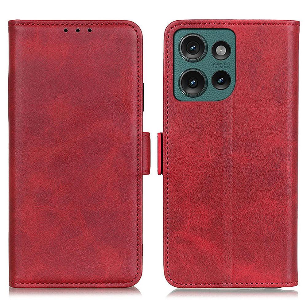For Motorola Edge 50 5G Case Stand Cowhide Texture PU Leather Phone Cover