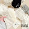 White Bow-knit Socks - Mid-calf Length Socks, Summer and Spring Lightweight Breathable Ballet-style Pure Cotton Layered Socks