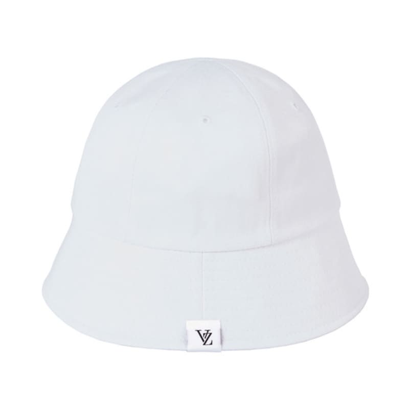 VARZAR Monogram Label Round Bucket Hat White
