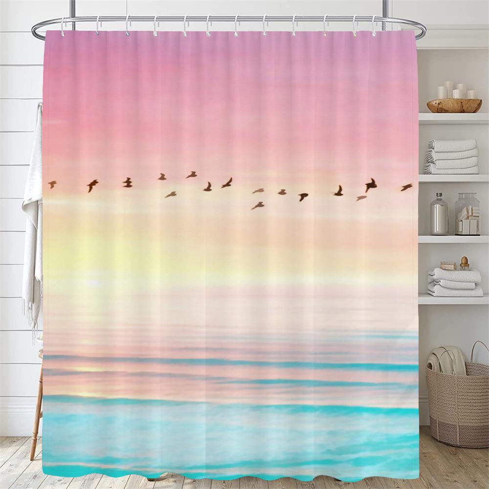 ocean beach shell Print bathroom waterproof shower curtain shower curtain modern polyster home decor bathroom curtain with hooks
