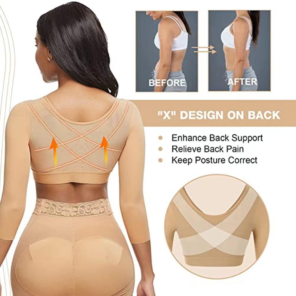 European & American Front Buckle No-Wire Sports Bra with Adjustable Sleeves 