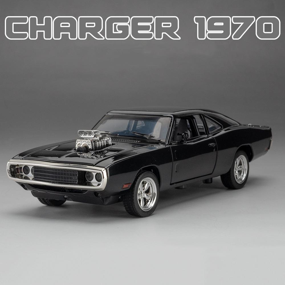 1:32 Scale Charger 1970 Classic Car Model Toy Alloy Diecasting Pull Back Sports Cars Models Sound Light Gifts for Kids Boys