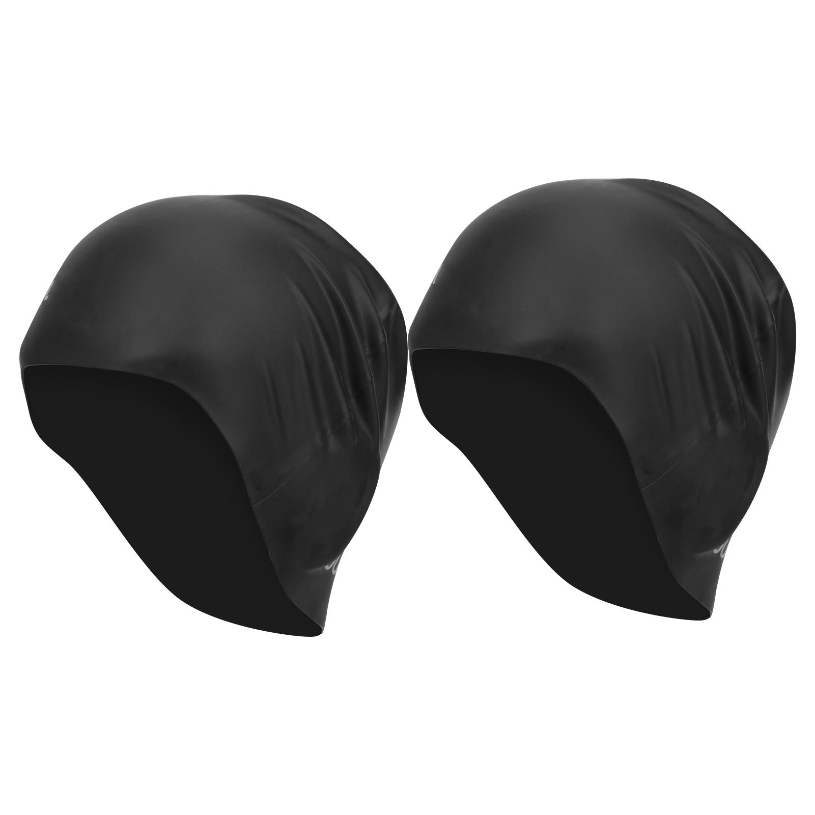 

2 шт. унисекс взрослая шапочка для плавания женская мужская водонепроницаемая удобная силиконовая шапочка для плавания в бассейне черная