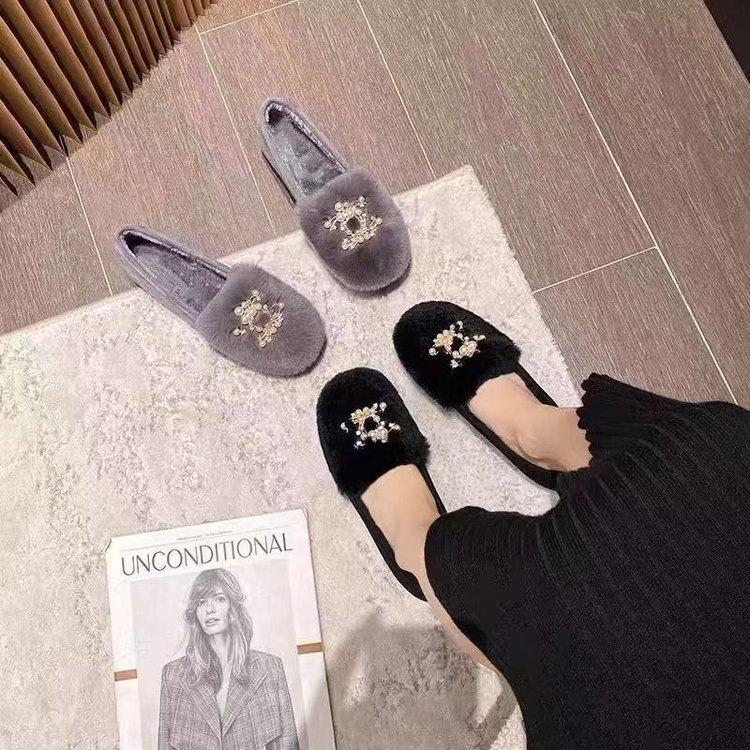 Retro Velvet Round Head Doudou Single Shoes 2025 Autumn and Winter New Fluffy Shoes Women Wear Cotton Ladyshoes Warm Commuter Shoes