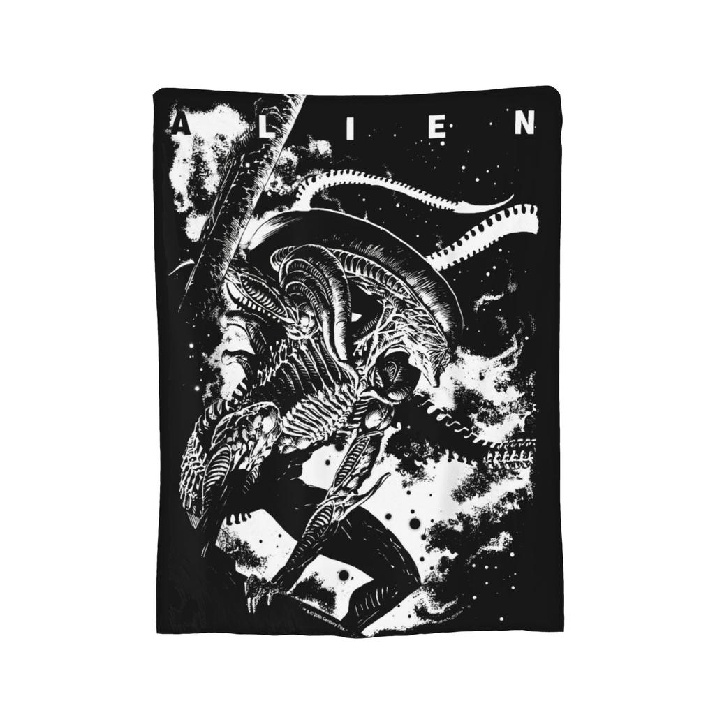 Aliens 45th Anniversary Xenomorph Blanket Coral Fleece Plush Textile Decor Space Multi-function Throw Blanket for Bedding Quilt