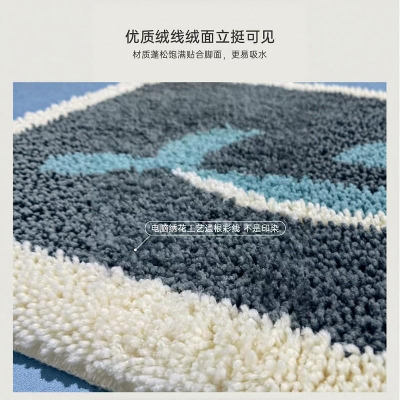 Cute Cartoon Animal Plush Bath Mat Non-Slip Absorbent Rug Bathroom Sink Area Bedroom Bedside Doorway
