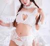 [PureAriBon] Plus Size Frilly Lovely Separate Costume Set with Bell, Cosplay, TOKYO GOODS MARKET (White, XXL)