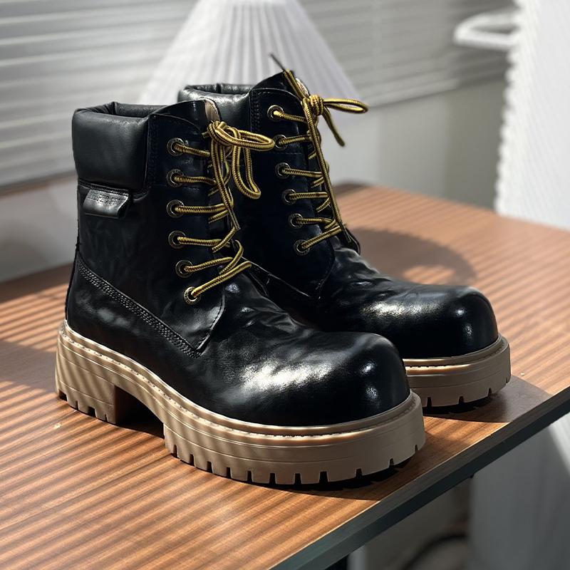 Fashion Thick Soled Men's Boots Trendy Designer Classic Style Work and Daily Office 38-46 Hot Selling Leather Shoes Plus Size Retro