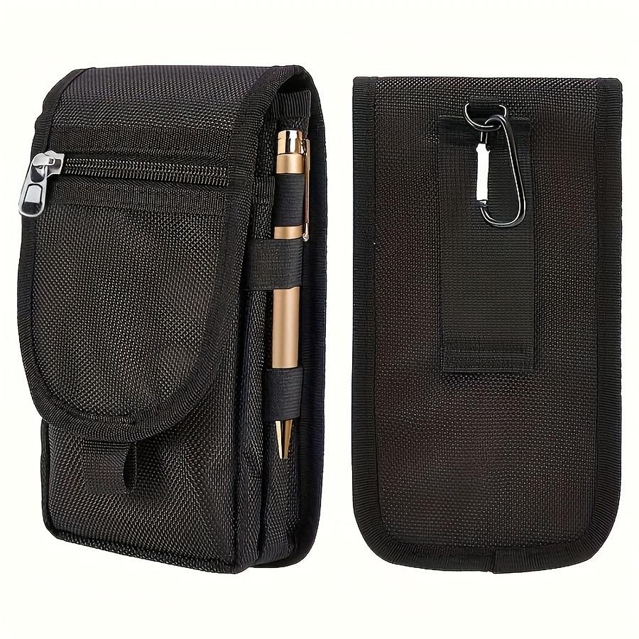 Portable 3-Compartment Layered Storage Bag Outdoor Phone Waist Pack 6.3-Inch Casual Nylon Durable Belt Bag