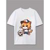 European Size Cartoon Soccer Cat Print Men'S U-Neck T-Shirt Fun Sports Style for Spring Summer Autumn All Seasons Suitable for Young People