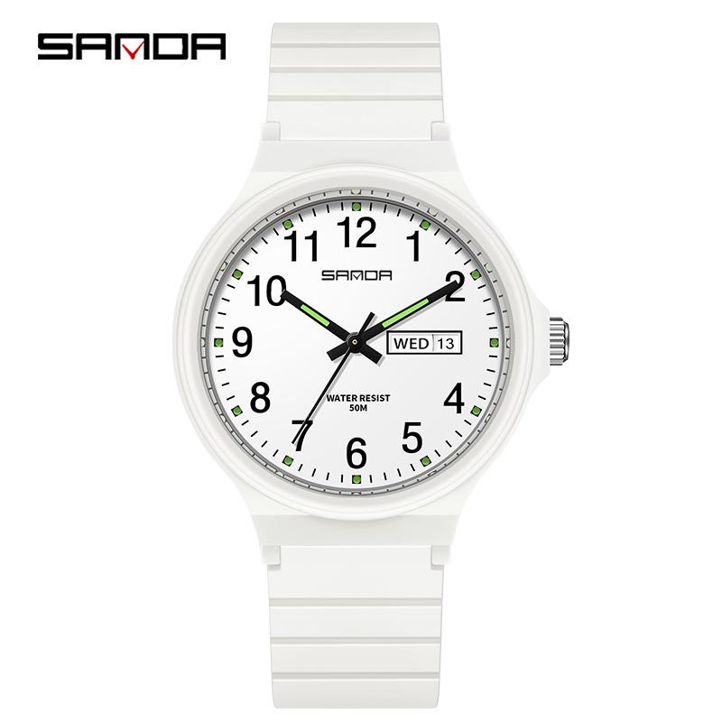 Sanda Unisex Jugend Quartz Prüfungsuhr mit Doppelkalender
