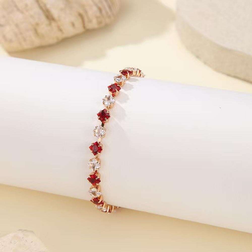 Charm Female White Rainbow Blue Green Pink Red Purple Zircon Stone Bracelet Gold Color Wedding Jewelry For Women