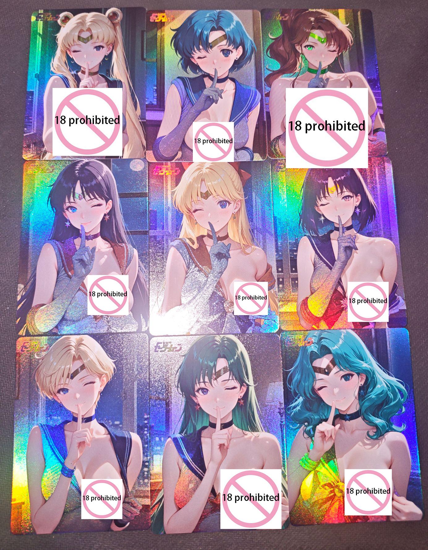 

R18+ 9pcs/kit Sailor Moon Self Control Collect Signature Trading Flash Card Animation Animation Design Xmas Present Golden Signature