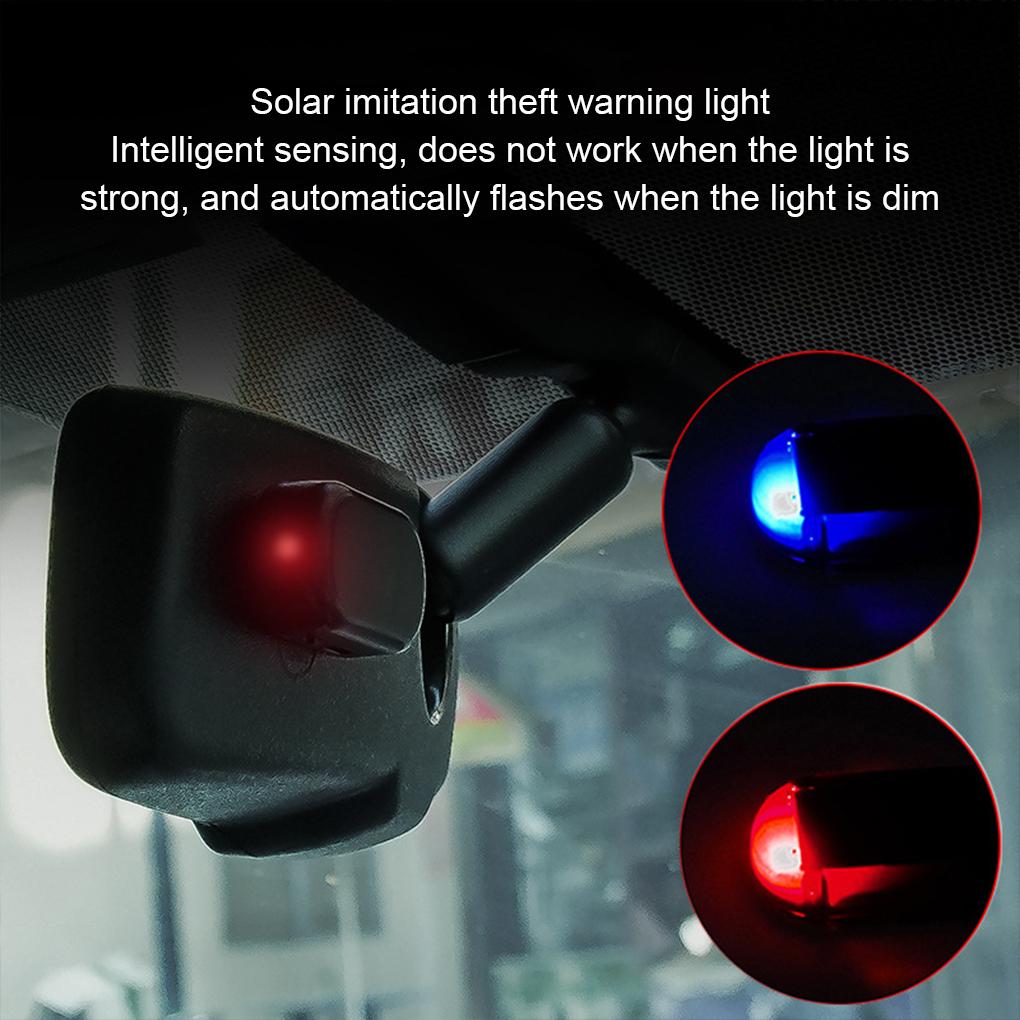 2pcs ABS Anti-theft Warning Lights Easy To Install Solar Power Simulated Car Alarm Fake Alarm Lamp
