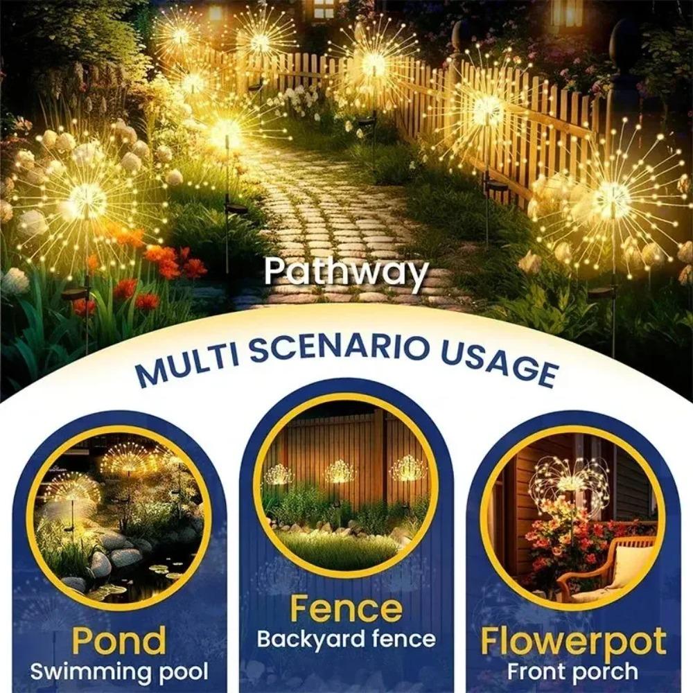 1/4 piezas Luces Solares Impermeables de Fuegos Artificiales Chispas Luz de Hada Paisajismo Luces de Jardín Luz de Decoración Exterior Patio Porche Camino