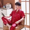 Couple Silk Pajamas Set Thin Lightweight Long Sleeve Sleepwear Men Women