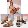 Casual Womens Flat Sandals With Breathable Pu Upper For Daily Comfort