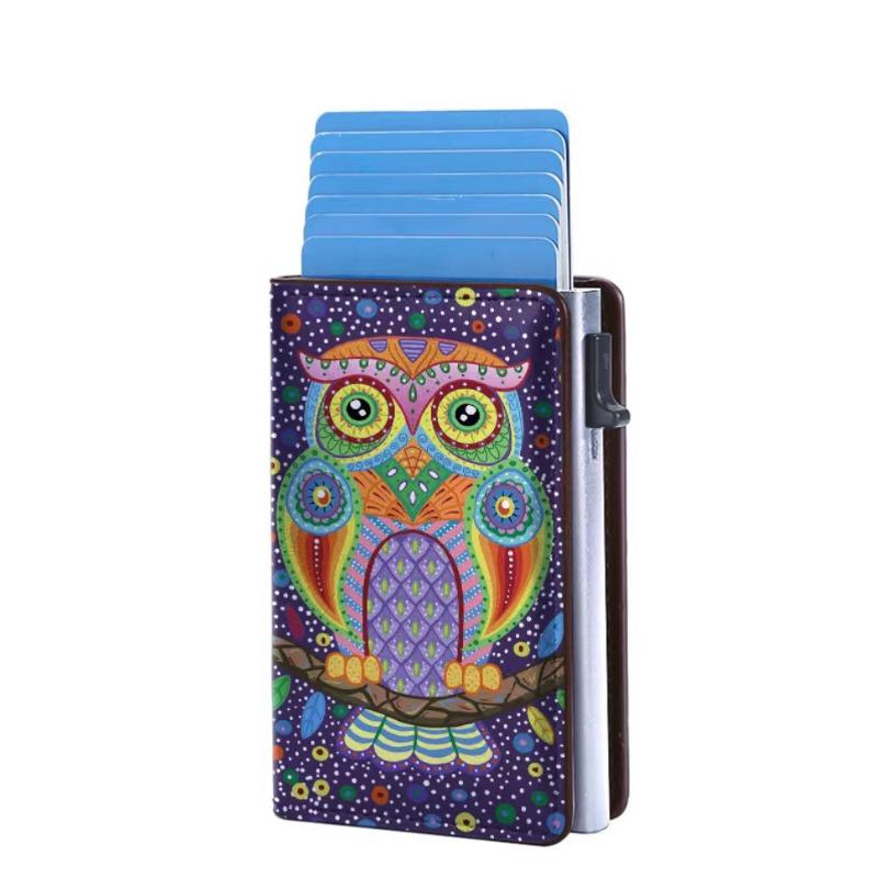 Credit card holder with automatic pop-up card protection case, premium card holder, thin wallet with paper money slot