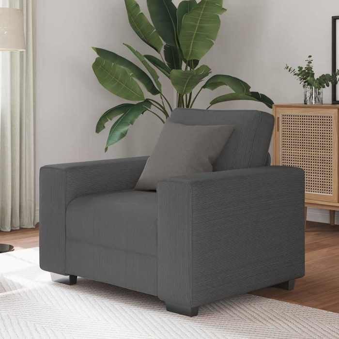VidaXL Armchair Dark Grey 60 Cm Corduroy Fabric, Single Sofa, Comfort Sofa, TV Armchair, Sofa, Sofa Seat, 4105187