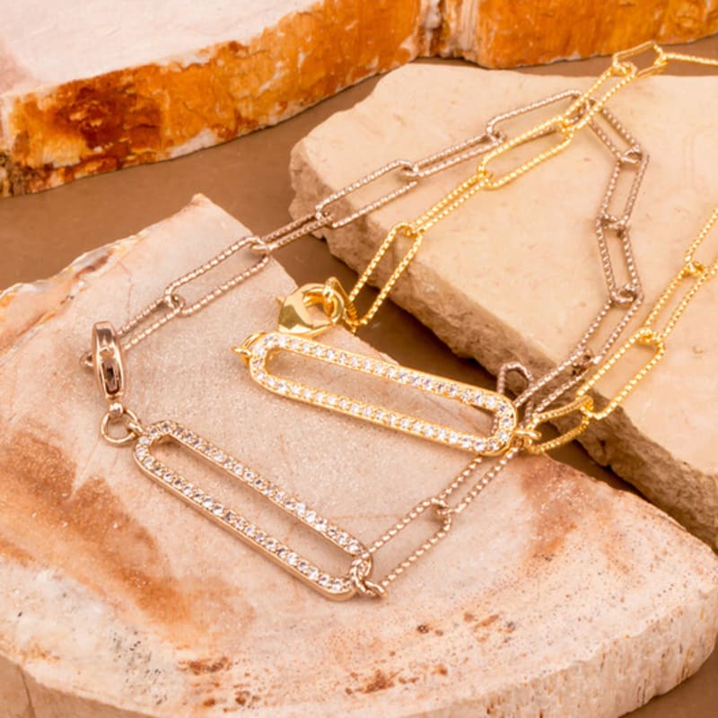 AUGUST ALICE Cubic Hole Oval Chain Bracelet _ Champagne Gold