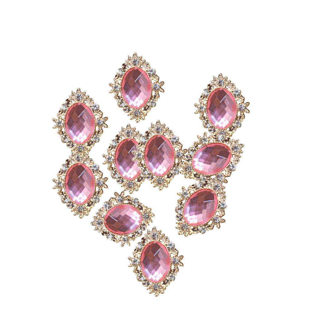 10x Rhinestone Diamante Flatback Buttons Embellishment Craft Jewellery