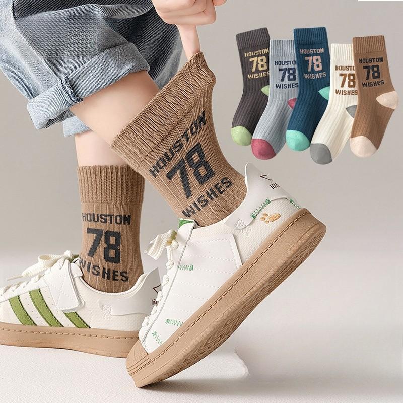 Șosete băieți fete primăvară și toamnă pentru copii din bumbac Șosete pentru bărbați Treasure toamna mijlocul tubului șosete tub lung de toamnă și iarnă șosete din bumbac pentru copii