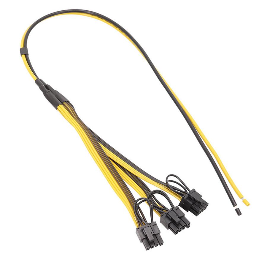 5Pcs For Miner Minging 6Pin + 2Pin Power Supply Cables 1 to 3 Adapter Cables