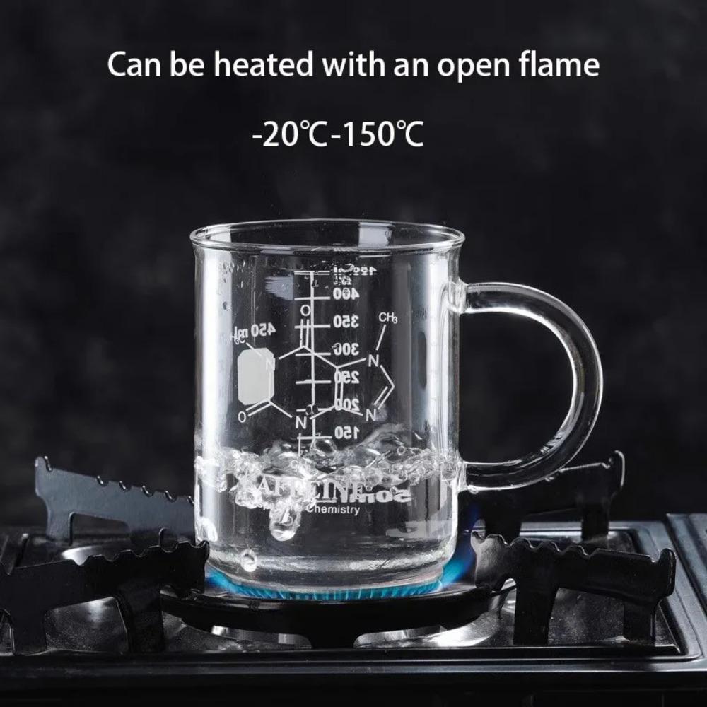 YWDL Nový kofeinový kádinkový hrnek Odměrný kádinkový hrnek s uchem Borosilikátové sklo Šálek Šálek