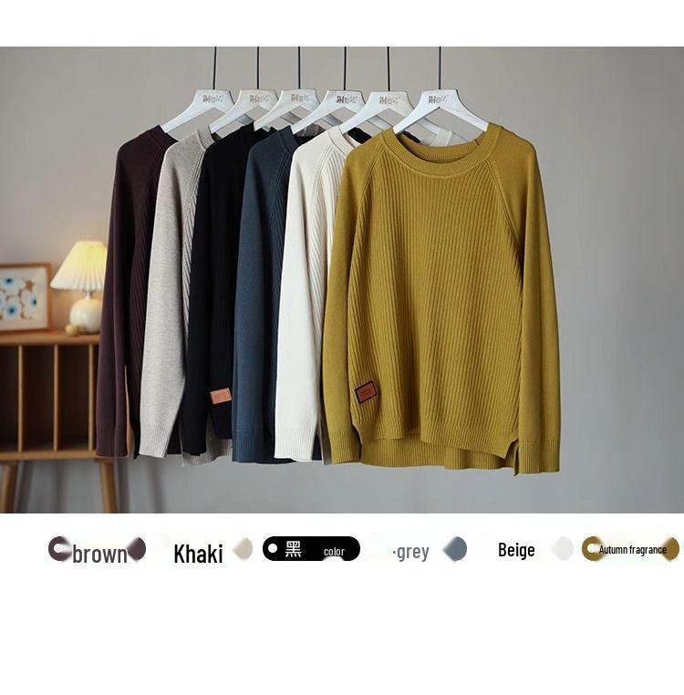 2024 Women's Round Neck Pullover Sweater - Loose Knit Top for Autumn/Winter