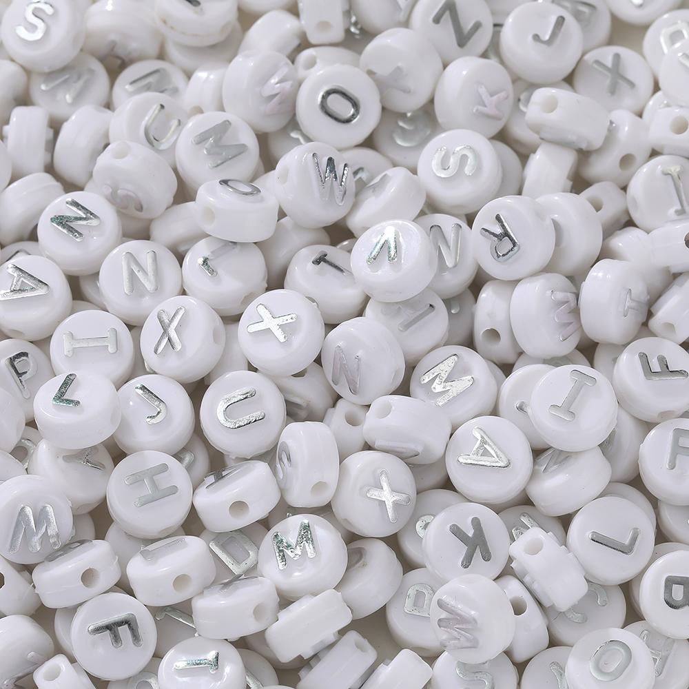 30pcs 6*10mm Mixed Acrylic Letter Beads Round Spacer Loose Beads for DIY Necklace Bracelet Earring Jewelry Making Accessories