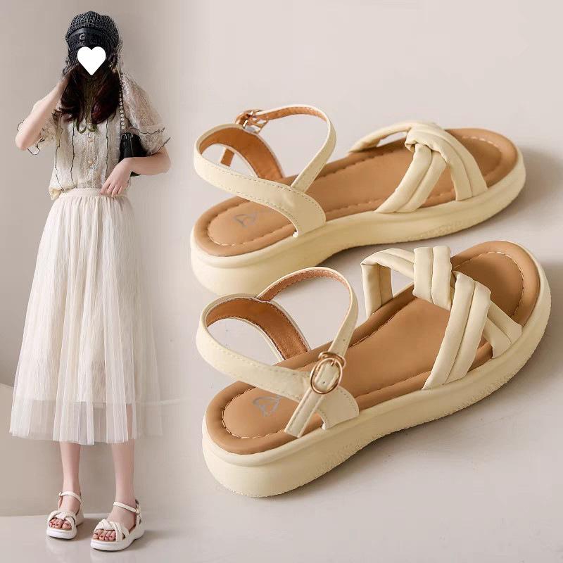 Real Soft Sandals Women's 2025 New Summer Platform Fashion Women's Shoes Soft Sole Fairy Wind Beach Sandals with Skirt