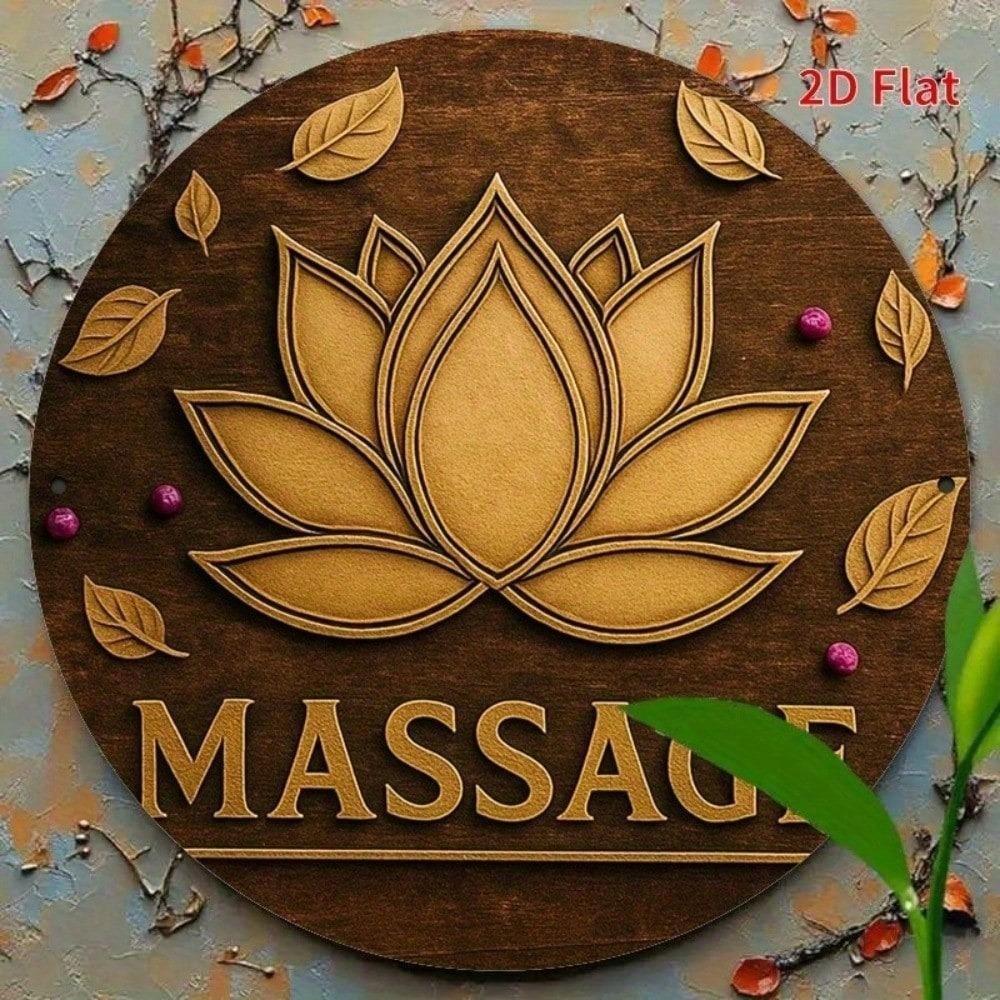 Vintage Lotus Flower Tin Metal Sign 8x8 Inch Round Zen Wall Art Retro Home Decor