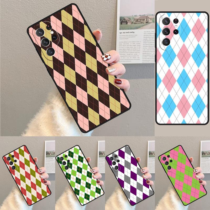 Red And Green Argyle Pattern Phone Case For Samsung Galaxy note 10 pro S26 S25 S24 S23 S22 Ultra Plus S21 FE S20 Cover